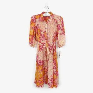 Nanette Lepore Pintuck Floral Dress- Size 8 NWT